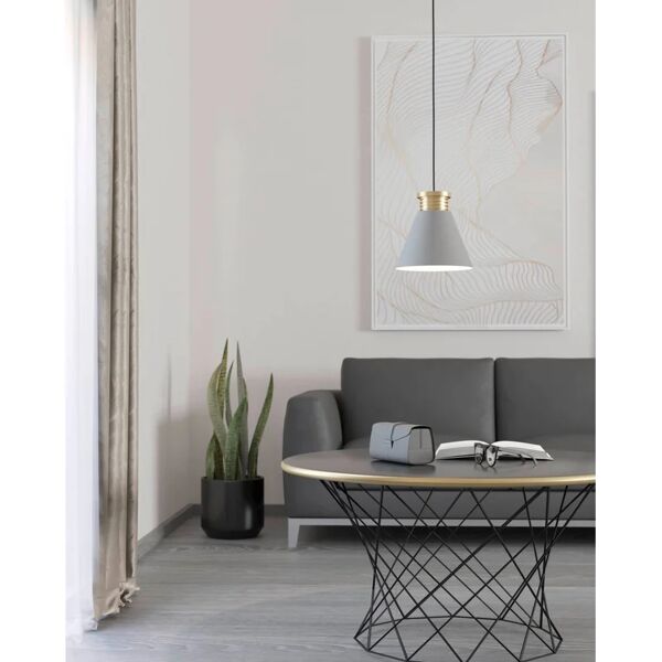 eglo lampadario moderno twicken grigio, oro in acciaio, d. 22 cm,