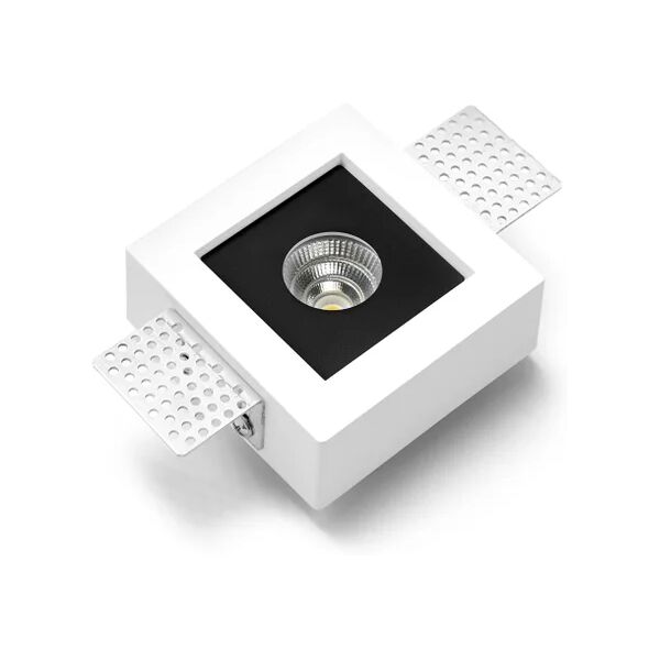 tecnico faretto da incasso led integrato samo quadrato bianco, verniciabile foro incasso 10 cm luce bianco