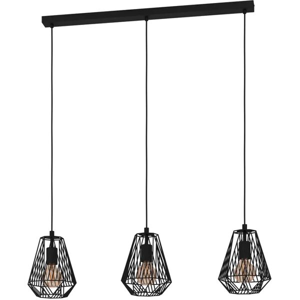 eglo lampadario moderno stype nero in acciaio, d. 0 cm, 3 luci,