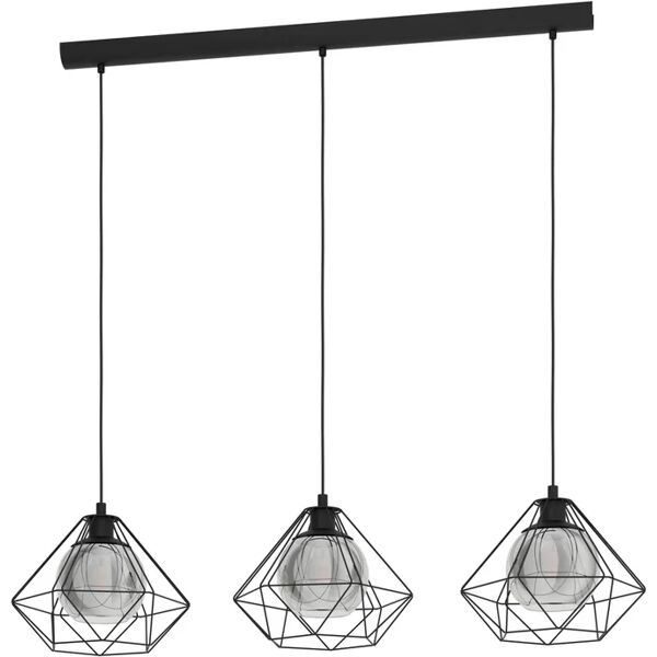 eglo lampadario design vernham nero in acciaio, d. 32 cm, l. 114.5 cm,