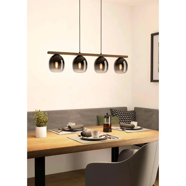 eglo lampadario moderno filago nero, marrone in acciaio, 4 luci,