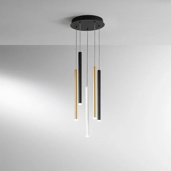 luce ambiente design lampadario moderno pype led multicolore, in ferro, d. 25 cm, 5 luci, 2350 lm,