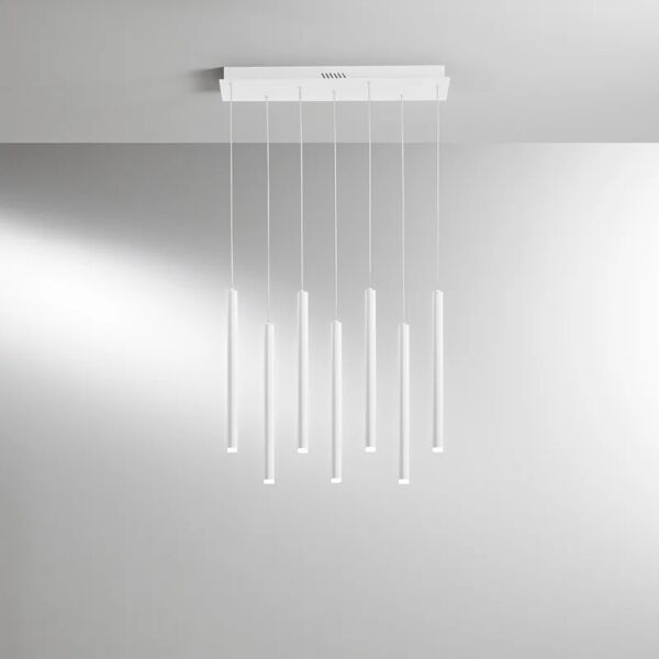 luce ambiente design lampadario moderno pype led bianco, in ferro, 7 luci, 3290 lm,