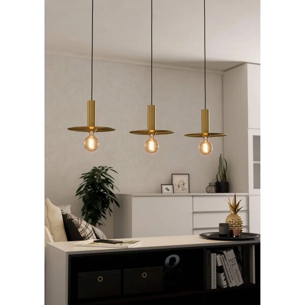 eglo lampadario glamour escandell nero, ottone spazzolato in acciaio, 3 luci,