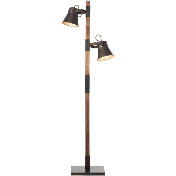 brilliant lampada da terra plow legno e nero, in ferro, h 153.5 cm, 2xmax10w