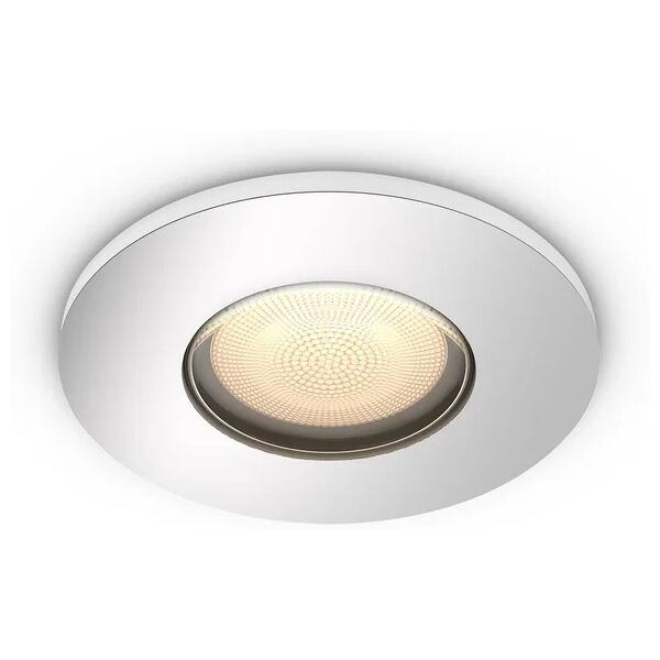 philips faretto da incasso led adore hue tondo cromo, orientabile foro incasso 9.4 cm luce cct regolazione da bianco caldo a bianco freddo