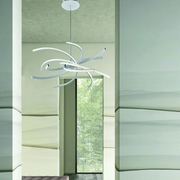 leroy merlin lampadario design anuk led bianco, in alluminio, d. 70 cm, 4000 lm