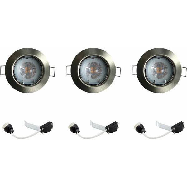 leroy merlin set da 3 pezzi faretto da incasso led bang tondo nichel, foro incasso 6 cm luce bianco caldo