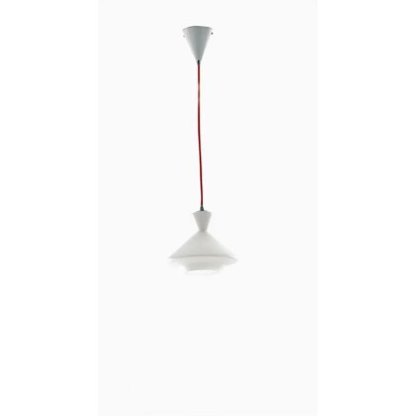 fan europe lampadario a sospensione sugar in vetro bianco con cavo in tessuto rosso 20x17,4 cm. (1xe27)