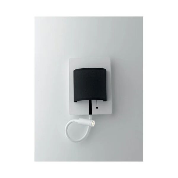 fan europe applique led pop in metallo nero con paralume bianco e braccio flessibile