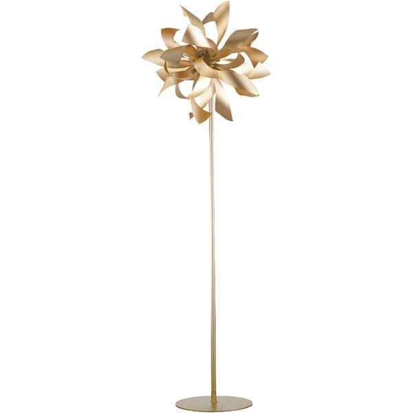 luce ambiente design lampada da terra bloom oro in metallo con diffusori in alluminio (4xg9)