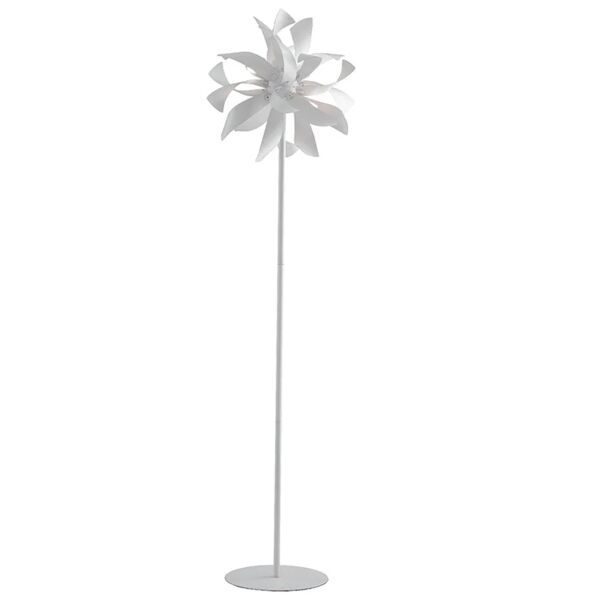 luce ambiente design lampada da terra bloom bianca e argento in metallo con diffusori in alluminio (4xg9)