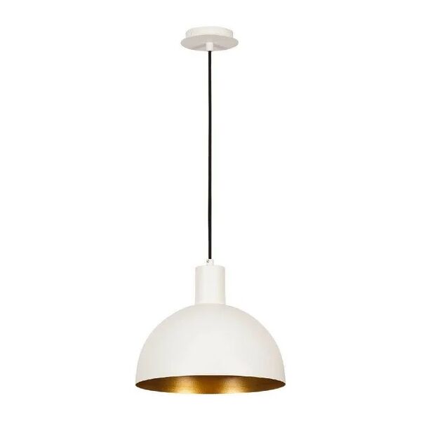 homemania lampada a sospensione happy in metallo, vernice elettrostatica, bianco, oro,