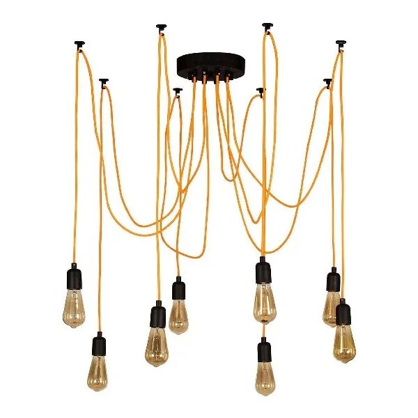 homemania lampada a sospensione wire in metallo, vernice elettrostatica, arancione, nero,