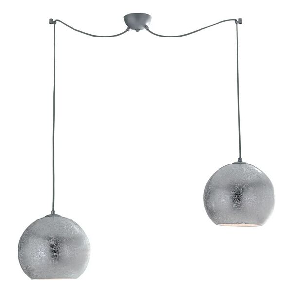 luce ambiente design lampadario a sospensione vanity argento in vetro con cavi in tessuto regolabili (2xe27)