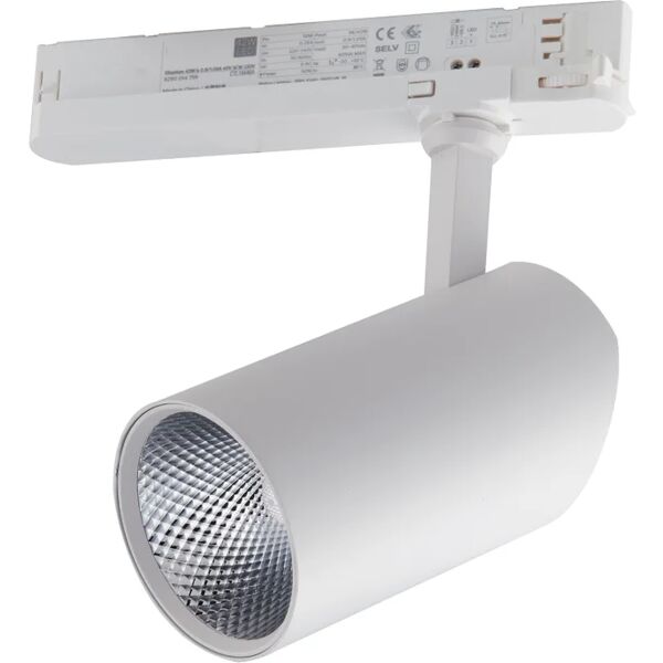 intec faro led action bianco con adattatore trifase invisibile led 20 w 2000 lumen 3000k (luce calda)