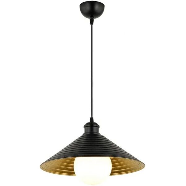 homemania lampada a sospensione industrial light in metallo, nero, oro,