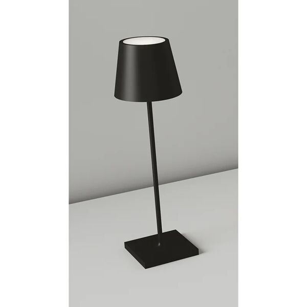 intec lampada led ricaricabile drink in metallo nero con dimmer luce calda