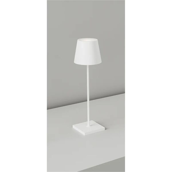 intec lampada led ricaricabile drink in metallo bianco con dimmer luce calda