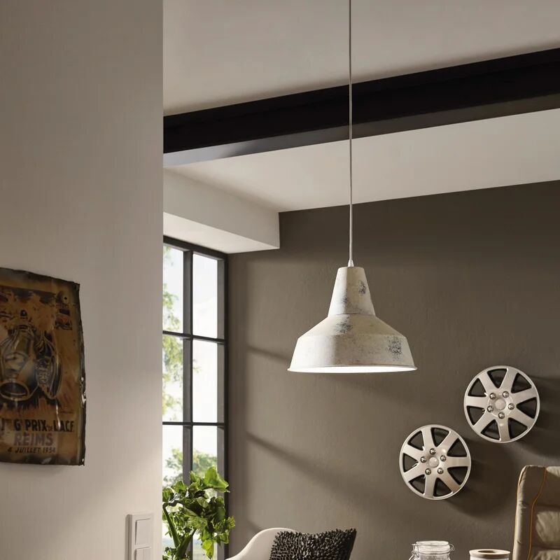 eglo lampadario moderno somerton sbiancato in inox, d. 35.0 cm,