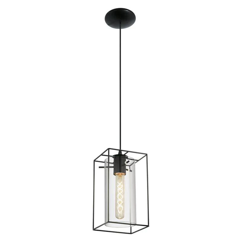 eglo lampadario moderno loncino nero in inox, d. 15.0 cm, l. 110.0 cm,