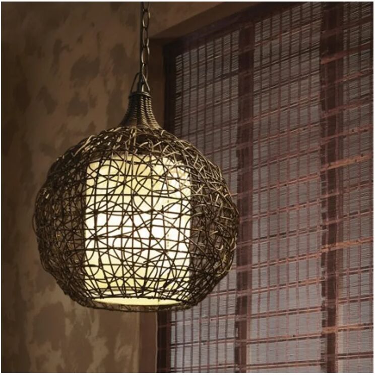 leroy merlin lampadario boho bompa  marrone in rattan, d. 34 cm