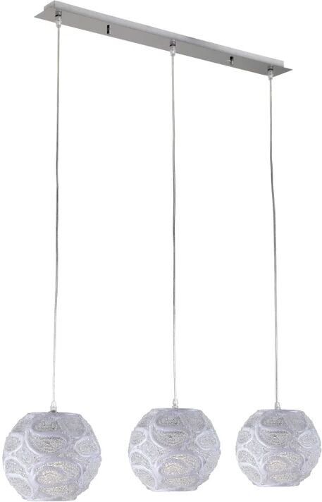 novecento lampadario neoclassico tea bianco in acrilico, l. 70 cm, 3 luci,