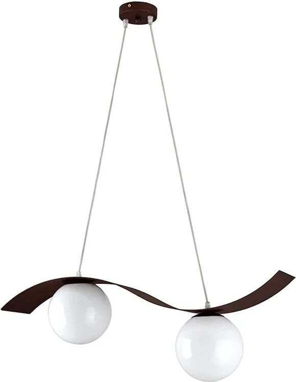 novecento lampadario glamour onda corten in ferro, l. 72 cm, 2 luci,