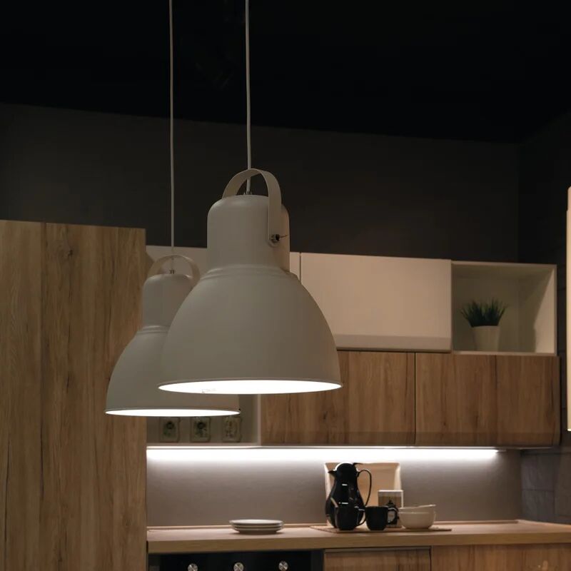 luce ambiente design lampadario industriale legend bianco nickel in ferro,