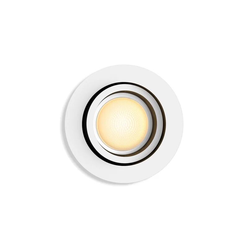 philips faretto da incasso led milliskin hue tondo bianco, orientabile foro incasso 9 cm luce cct regolazione da bianco caldo a bianco freddo