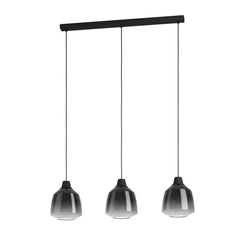 eglo lampadario glamour sedbergh nero in vetro, d. 0 cm, l. 90 cm, 3 luci,