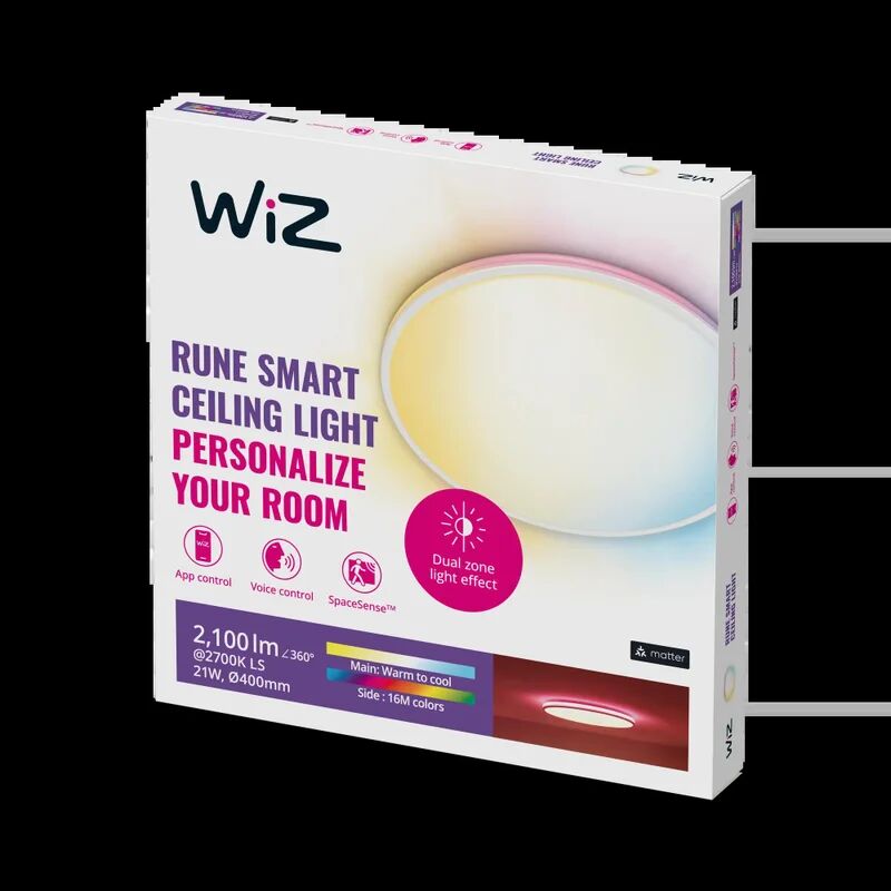 wiz plafoniera smart rune  ceiling  Ø 4.5 cm, rgb bianco,