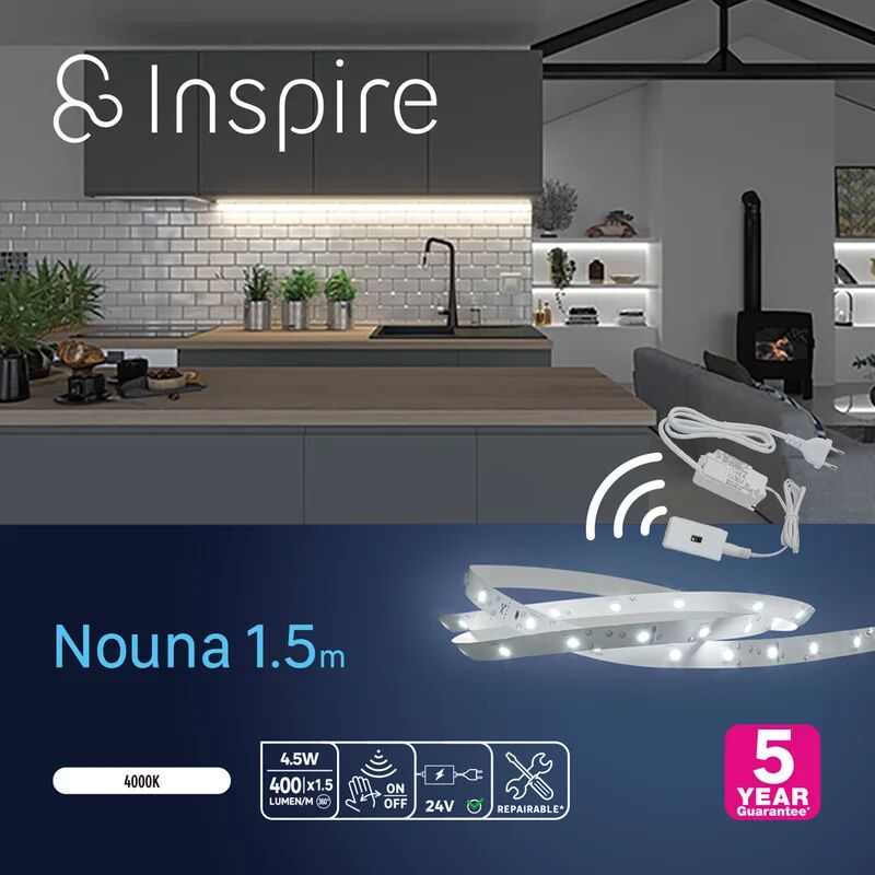 inspire kit striscia led nouna con sensore 1.5m luce bianco naturale