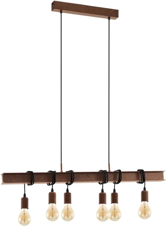 eglo lampadario townshend 4 con 6 lampadine in marrone anticato