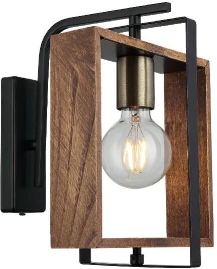 homemania lampada a parete karo in metallo, legno, oro, nero, legno,