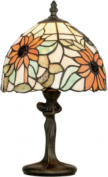 luce ambiente design lampada da tavolo dafne in metallo con vetro tiffany 34 cm.