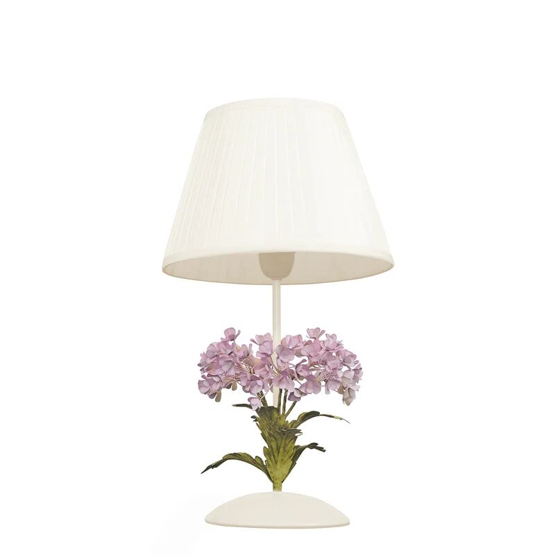 luce ambiente design lampada da tavolo ortensia avorio in metallo con paralumi in tessuto (1xe27)