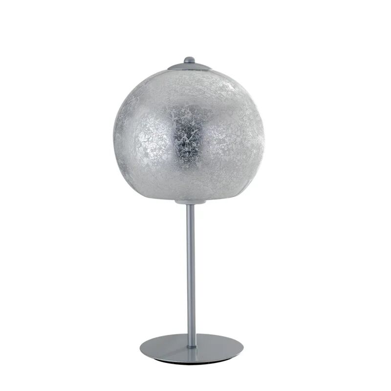 luce ambiente design lampada da tavolo vanity argento in vetro con cavo in tessuto grigio (1xe27)