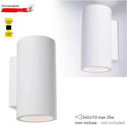 intec light applique banjie in gesso bianco verniciabile a luce biemissione 24 cm.