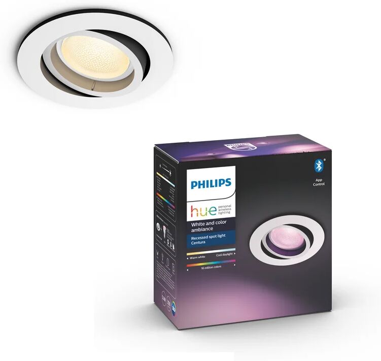 Philips Faretto da incasso LED Centura tondo bianco, orientabile foro incasso 7 cm luce rgbcct regolazione da bianco caldo a bianco freddo