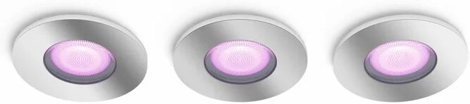 Philips Set da 3 pezzi Faretto da incasso LED Xamento Hue tondo cromo, foro incasso 9 cm luce rgb