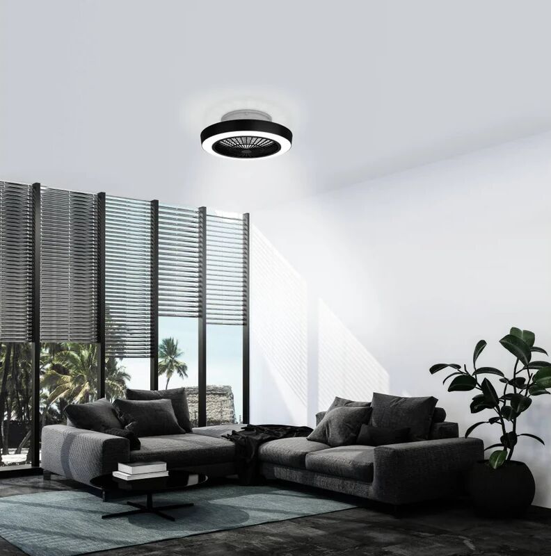 EGLO Ventilatore da soffitto LED integrato Sazan, nero, bianco , con telecomando