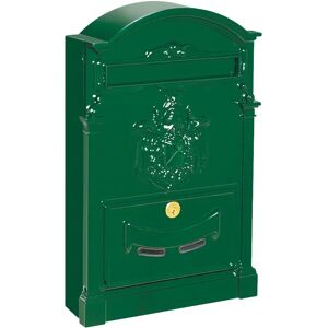 ALUBOX Cassetta postale   RESIDENCE MAXI formato rivista in alluminio verde opaco L 30 x P 9.5 x H 46 cm