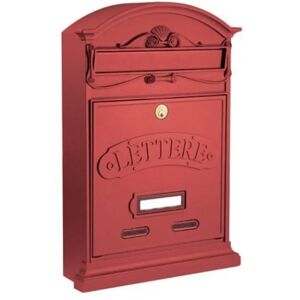 ALUBOX Cassetta postale   LETTERE formato rivista in alluminio rosso opaco L 27 x P 8.5 x H 42 cm