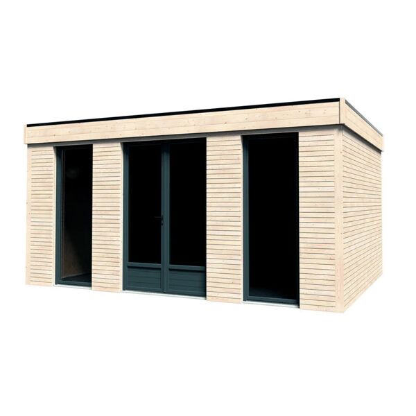 decor et jardin casetta abitabile  in legno decor home legno con porta doppio battente, superficie totale 18.14 m² e spessore parete 90 mm