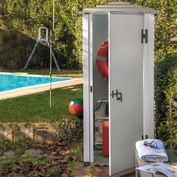 garofalo casetta da giardino  in pvc urban con porta battente semplice, superficie totale 0.81 m² e spessore parete 20 mm