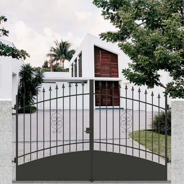 leroy merlin cancello battente marmolada in ferro, apertura centrale, l 300 x  h 170 -195 cm, di colore nero