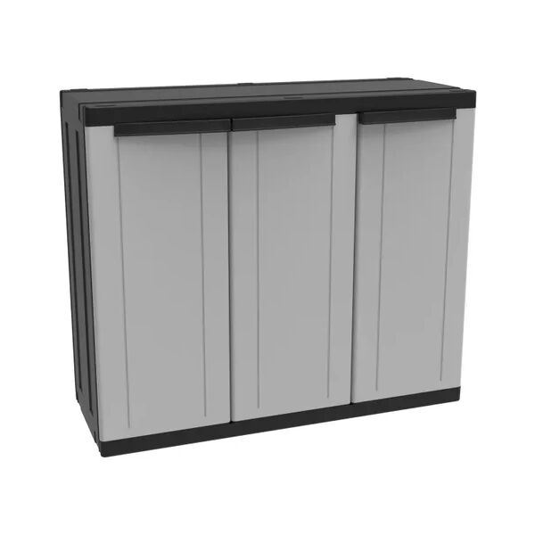 terry storage armadio basso c-line 102b interno / esterno in resina, grigio l 102 x h 87 x p 39 cm, 3 ante