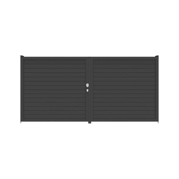 leroy merlin cancello battente maia120 close in alluminio, apertura centrale, l 400 x 195 cm, di colore grigio antracite