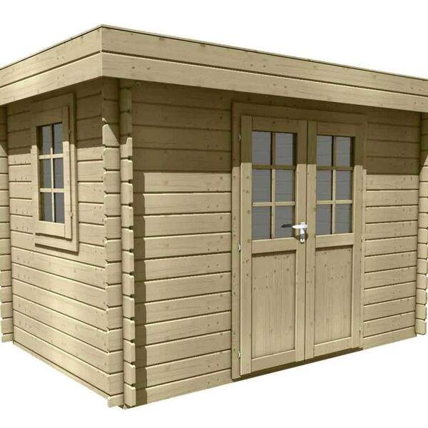leroy merlin casetta da giardino in legno dora color legno naturale con porta doppio battente, superficie totale 7.04 m² e spessore parete 28 mm